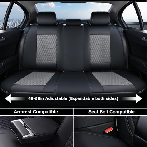 Image of Coverado Car Seat Covers Full Set, Nappa Leather Seat Covers for Car, Waterproof Car Seat Protector with Lumbar Support, Automotive Seat Covers Universal Fit for Most Cars SUV Trucks (Black&Gray)