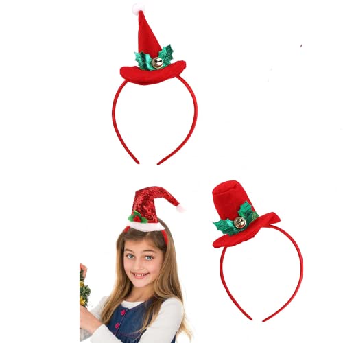 BigCheer Diadema de Navidad, gorro de Navidad, gorro para niños y adultos, incluye cuatro diseños: muñeco de nieve, cuernos, sombrero de cúpula y sombrero de punta [4 unidades] Cover