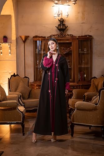 Elegant 2PC Black Abaya dress for Women, V-Neck Short sleeve Inner long Dress, Modest women abaya ideal for casual wear2