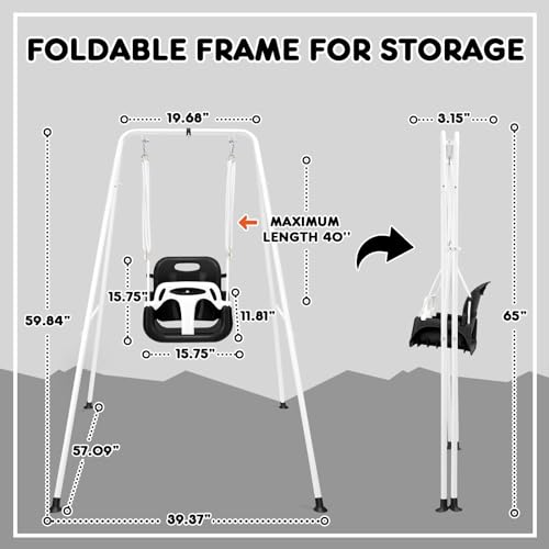 HARPPA 2 in 1 Toddler Swing Set, Foldable Kids Swing & Baby Jumper for Indoor&Outdoor Play, Adjustable Children Swing Set for Toddler Aged 1~5 Years (Black)