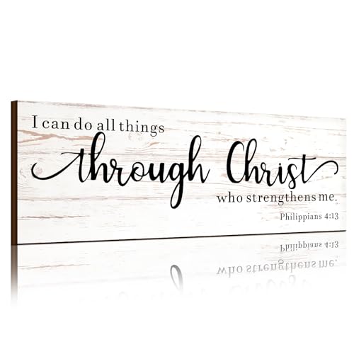 Jetec Bible Verse Wall Signs, As for Me and My House We Will Serve The Lord, with God All Things Are Possible, God Is Within Her She Will Not Fall, Christian Jesus Wall Art Decor (Philippians)