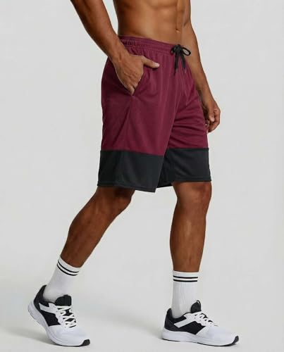Image of Real Essentials 5 Pack: Men's 9 inch Mesh Shorts - Athletic Gym, Workout, Basketball, Running, Casual Lounge Activewear Pockets