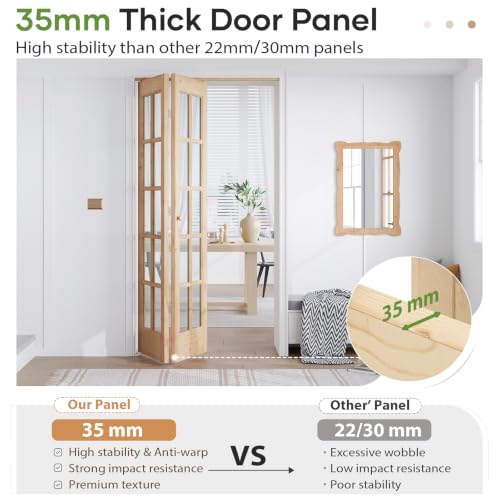 EaseLife Kit Completo de Herrajes para Puerta de Clóset Plegable, Puertas Francesas de Vidrio para Abertura de 42in x 80in con Kit de Riel de 3.5FT Incluido, Puerta Preensamblada, Fácil Instalación miniatura 4