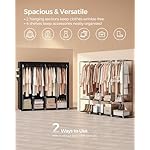 SONGMICS Portable Closet, Wardrobe Closet Organizer with Cover, 4 Hanging Rods and Shelves, 4 Side Pockets, 66.9 x 17.7 x 65.7 Inches, Large Capacity for Bedroom, Living Room, Ink Black URYG094B02 - Image 4