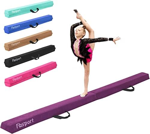 FBSPORT 240 CM/270CM Balance Beam Gymnastics Balance Beam for Kids, Floor Balance Beam with Carry Handles, Folding Gymnastics Beam Flocked Cloth for Training Foldable Floor Balance Beam
