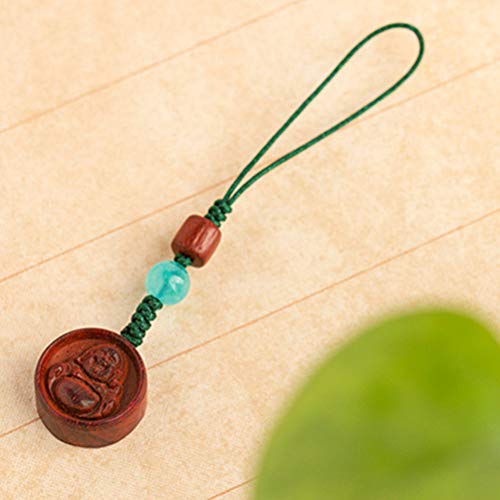 Hemobllo – Alça chinesa para celular em pau-rosa lobular para telefone chaveiro de carro Maitreya Bu