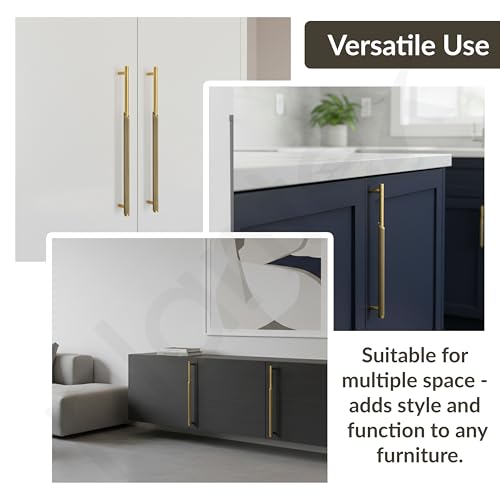 Image of Plantex Stainless Steel & Aluminium Cabinet Handle /288mm Wardrobe Door Handle /Cupboard Pull-Push Handles for Home /Office - Pack of 2 (Brass Antique & Gold)