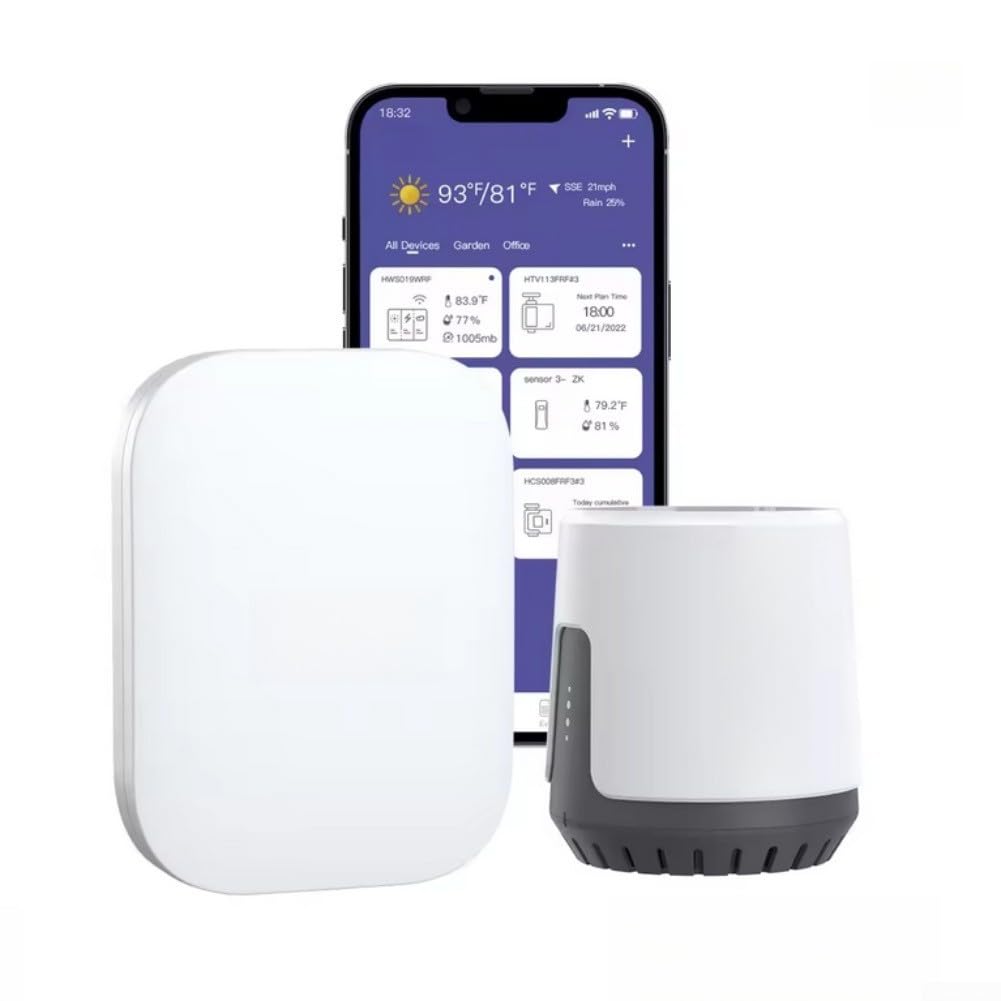 Smart WLAN Regenmesser Digitaler Niederschlagssensor mit HomGar App Echtzeitüberwachung 0-9999mm Weiß(B)