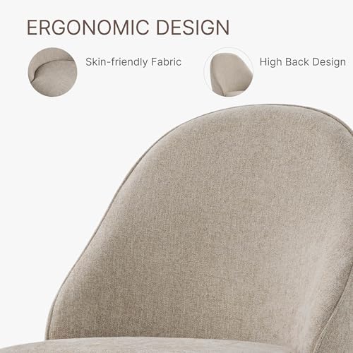 Image of KISLOT Swivel Dining Chairs Modern Desk Chair Upholstered Linen Fabric Side Chair for Kitchen Dining Room Bedroom,Khaki,2 Box