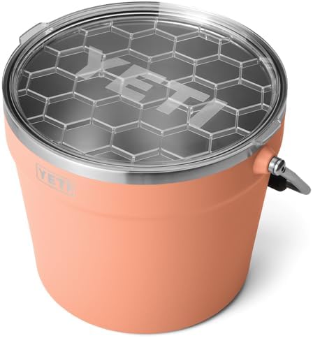 YETI Rambler Beverage Bucket, Double-Wall Vacuum Insulated Ice Bucket with Lid, Lowcountry Peach, 7.6 L