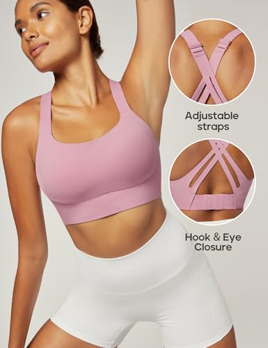 Image of Heathyoga Medium-High Support Sports Bras for Women Molded Cup Adjustable Strappy Sports Bra Supportive Bras for Yoga
