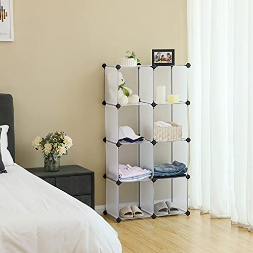 SONGMICS Kunststoffschrank, Kleiderschrank, Badezimmerregal, Schuhregal, Weiß, 93 x 31 x 123 cm, LPC115S