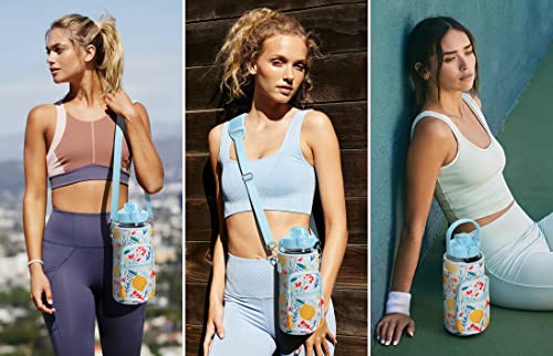 Fimibuke Half Gallon Water Bottle With Sleeve 64 Oz Water Bottle With Straw & Time Marker To Drink Leakproof Motivational Water Jug With Insulated Holder Workout Gym Sport (Lemon) #TOP4