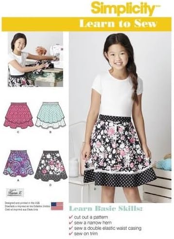 Simplicity 8106 - Patrón de costura de falda en capas para niña, talla 8-16