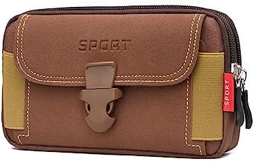 Men Waist Pack Small Crossbody Bag Wallet Outdoor Fanny Bag Mini Shoulder Bag Phone Holsters Case Belt Loop Pouch Waist Bag 3 Layers 2 Zipper Pockets Cell Phone Messenger Bags for iPhone/Samsung