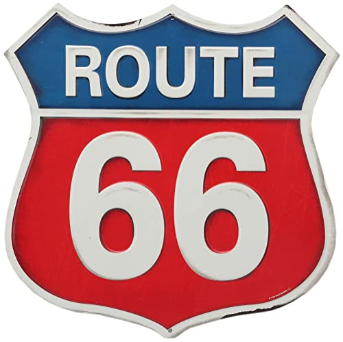 Route 66 Embossed Metal Sign - Vintage Route 66 Sign for Garage or Man Cave