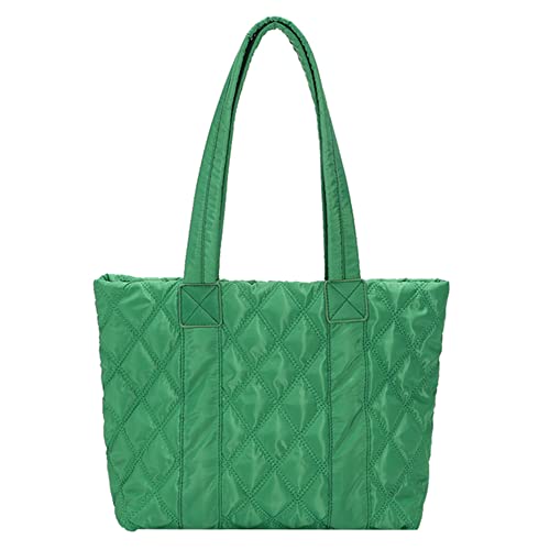 Junerain Flauschige Umhängetaschen Frauen Gesteppte Gitter Umhängetaschen Große Tote Daunen Baumwolle Gepolsterte Handtaschen Frauen Einkaufen Handtaschen Solild Farbe Einkaufen Crossbody Taschen Cover