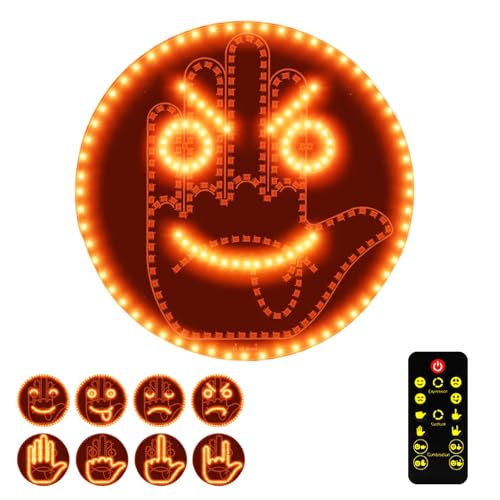Lumière de doigt de voiture et signe d'expression, 14 modes LED fenêtre arrière 2 en 1 signe de geste de main avec télécommande, lumière amusante pour voitures gadgets cool accessoires fenêtre