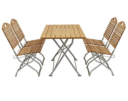 Gartenstuhl Bad TÖLZ 2er Set Aus Robinienholz – Klappbar, Wetterfest, Grünes Stahlgestell, Perfekt Für Biergarten & Terrasse