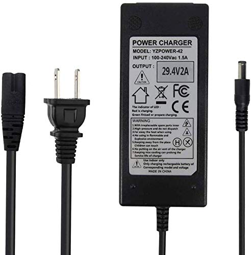 29.4V 2A Charger Power Supply Adapter for 24V 7S Lithium Battery Pack, Li-ion Battery Charger, 5.5x2.1mm 5.5x2.5mm tip