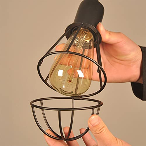 Lustre Edison vintage cage en fer noir pour éclairage de restaurant