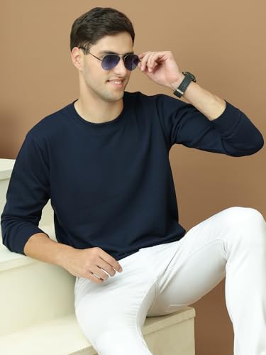 Image of Mack Jonney Fleece Regular Fit Solid Round Neck Sweatshirt for Men-MACK639877