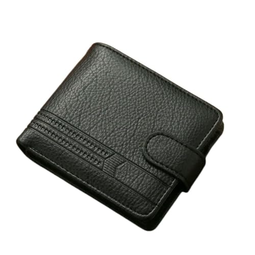 Portefeuille homme pliable court porte-cartes zippé plusieurs poches en PU
