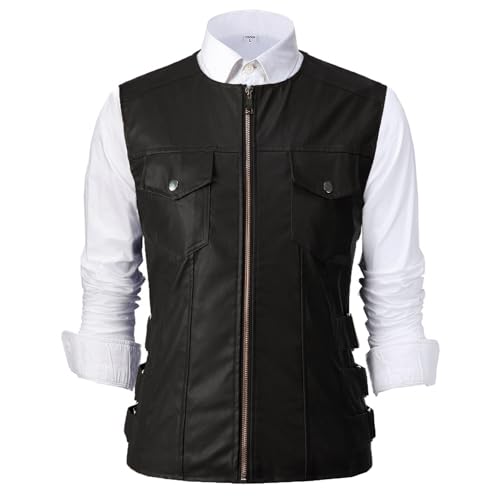Men's Classic Leather Waistcoat Club Style Motorcycle Bikers Premium Leather Vest