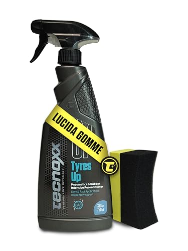 Tecnoxx Tyres Up - Lucidante e Idratante per Pneumatici e Gomma per Auto e Moto - Protezione UV, Brillantezza Intensa e Risultato Immediato - 750 ml con Spruzzatore