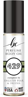 BC Perfume 429 Inspired by Jo M English Pear & Freesia For Women & Men Replica Fragrance Body Oil Dupes Alcohol-Free Sample Travel Size Concentrated Long Lasting Roll-On 0.3 Fl Oz/10ml