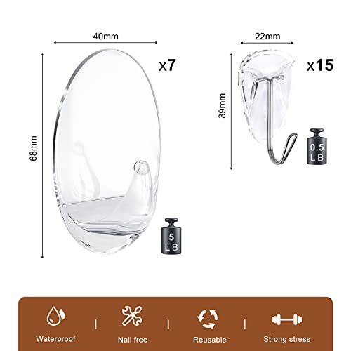 Amazer Wall Sticker Hooks For Hanging, 22 Pcs Plastic Hooks For Hanging, 5 Lb(Max) Damage Free Hanging Hooks, Adhesive Wall Hooks Utility Hooks For Organization Bathroom, Kitchen, And Home #TOP4