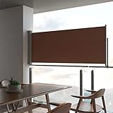 vidaXL Seitenmarkise Ausziehbar Sonnenschutz Sichtschutz Windschutz Seitenrollo Markise Seitenwandmarkise Balkon Garten Terrasse 100x300cm Braun