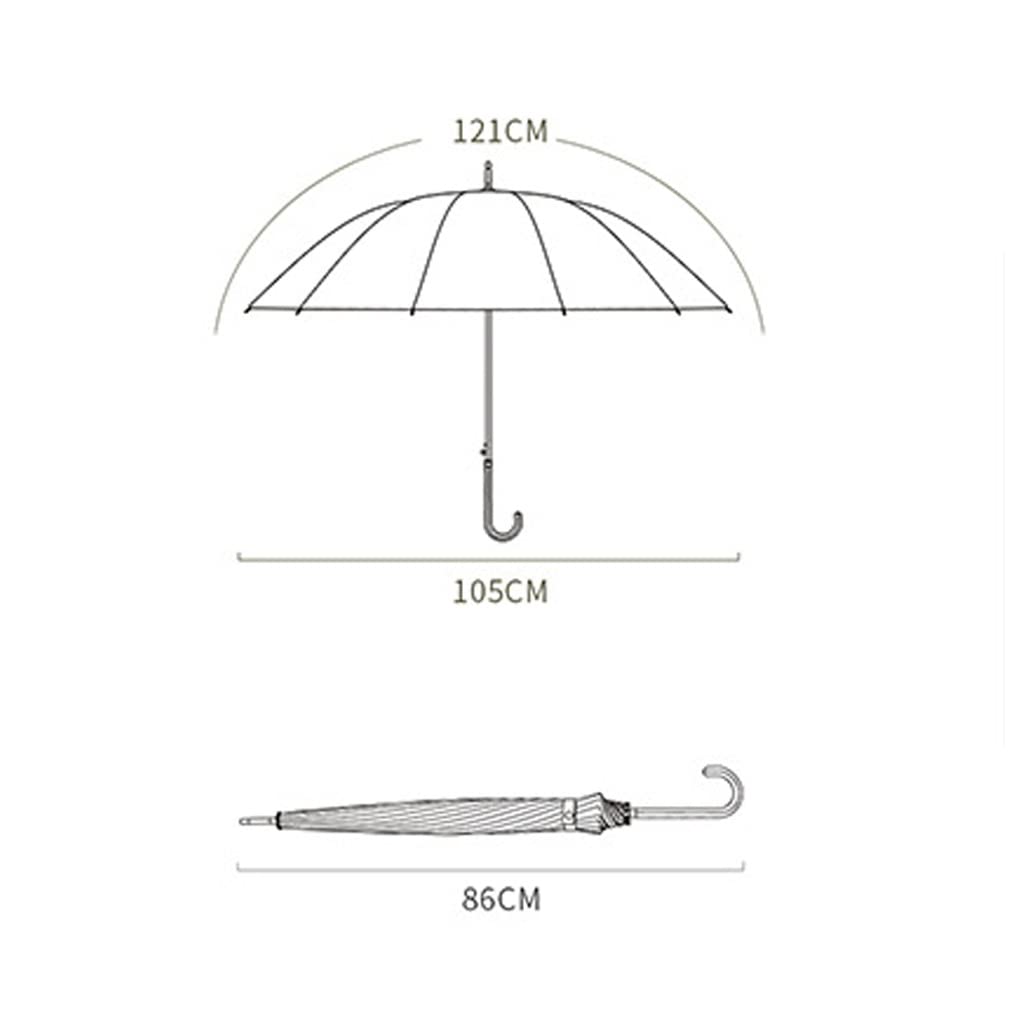 HLTYGWX Reise-Regenschirm, Regenschirme für Regen, kreativer 16-Knochen-Regenschirm mit gebogenem Griff, einfarbig, Regenschirm mit langem Griff, Anti-Wind und Regen, Regenschirm mit langem Griff,