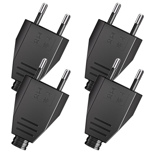 4 piezas enchufe europeo plano, enchufe eléctrico macho 250 V 2,5 A, enchufe Euro Schuko enchufe de alimentación doméstica decorativo para empotrar o reemplazar (Negro)