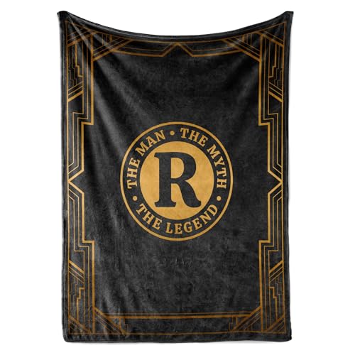 Gifts for Men, Initial Mens Blanket, Birthday Gift for Him, 50"x 65", R