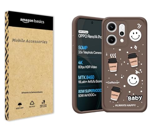 Image of amazon basics Back Case Cover Compatible for Oppo Reno 14 Pro 5G | Cute Fun Cartoon 3D Ball | Coffee Silicone Case | Camera Protection | Body Protection | Shock Proof | Color Brown