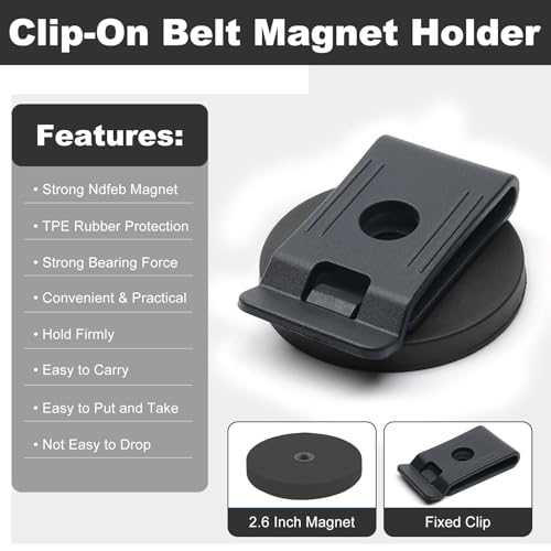 Magnetic Belt Clip Tool Holder, 2-Inch, Heavy-Duty Anti-Slip Holster for Screws, Screwdrivers, Wrench, Nails, Hammer, Black (Black, 2PCS) by DIYAREA - Image 4