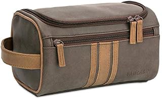 Vancase Toiletry Bag for Men Vintage Leather Dopp Kit Hanging Shaving Bag Portable
