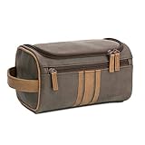 Vancase Toiletry Bag for Men Vintage Leather Dopp Kit Hanging Shaving Bag Portable Bathroom Shower Organizer for Travel Accessories