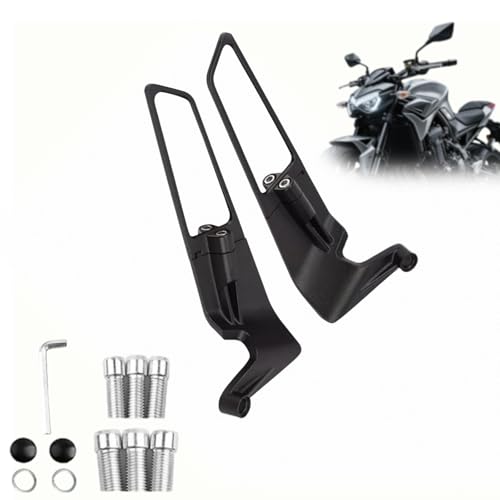 Motorcycle Rear View Mirrors Set 360° Adjustable Rotating Stealth Wind Wing Side Mirrors Compatible with Kawasaki Z400 Z650 Z900 Z1000 Duke 125-1290 MT07/09 Universal 8mm/10mm Fitment