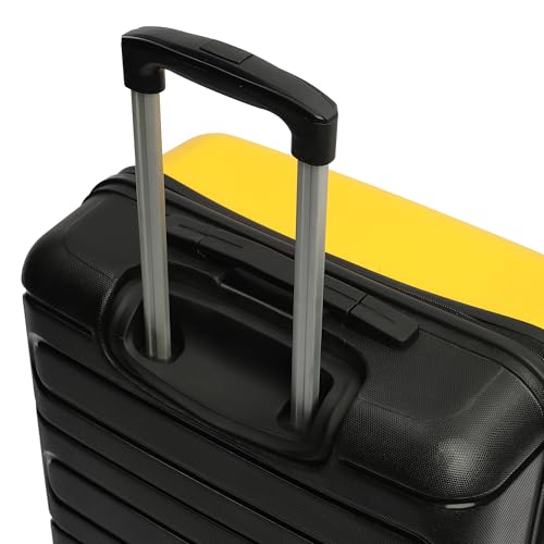 Image of Yayavar Tokyo Textured ABS Hard-Sided Suitcase Bag - 84L| Dual Color Trolley with 4 Spinner Wheels, Number Lock, Water Resistant | Luggage Bag for Travel (Yellow & Black, 66cm, Medium)