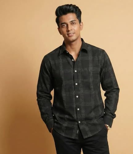 Image of RuggedNap Checked Cotton Shirt for Men | Premium Casual Plaid Shirt, Soft Breathable Everyday Wear