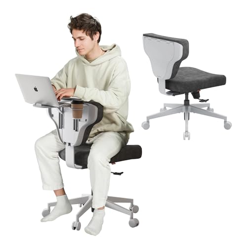 Image of Newtral Freedom-X Criss Cross Office Chair with Wheels & Hideaway Laptop Tray, Ergonomic Chair for Cross Legged Sitting, Home Office, Meditation, Makeup Vanity & ADHD