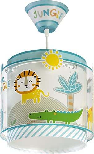 Dalber Lámpara Infantil de Techo Colgante My Little Animales Jungla, 60 W, Multicolor, 76112, E27