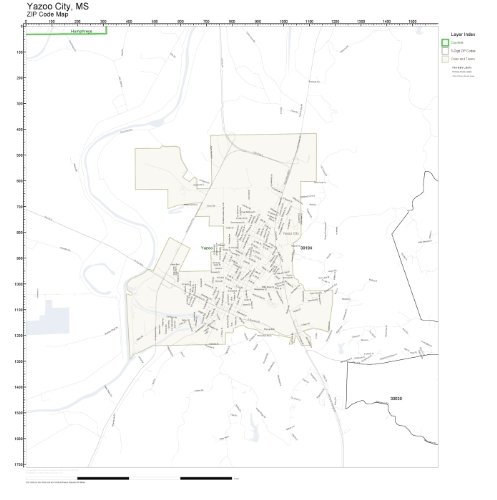 Amazon.com : ZIP Code Wall Map of Yazoo City, MS ZIP Code Map Laminated ...