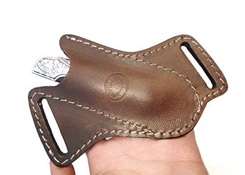 Ottoza Handmade Leather Knife Sheath Cross Draw Knife Sheath 5" Folding Pocket Knife Sheath - Leather Folding Knife Sheath For 5 Inch Folding Knives/Pocket Knives Dark Brown Top Grain Leather No:71 #TOP5