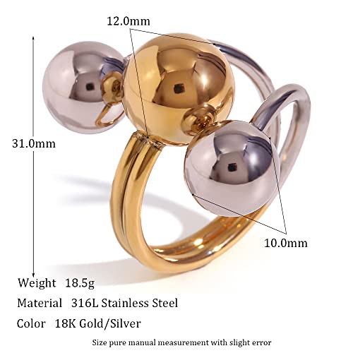 Cute Ball Statement Wrap Ring for Women Gold Silver Round Balls Layered Expandable Open Stacking Finger Bands Rings Comfort Fit Engagement Christmas Jewelry Gift2