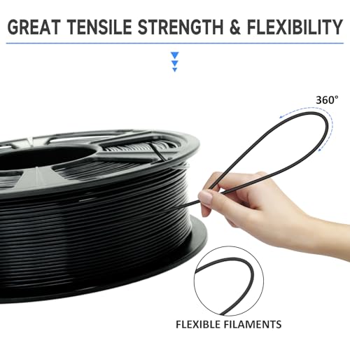 Image of GIANTARM 3D Printer Filament, Silk Black Pla Filament, 1Kg(2.2lbs) Spool, 1.75mm Dimension Accuracy + /- 0.03mm, 3D Printing Filament