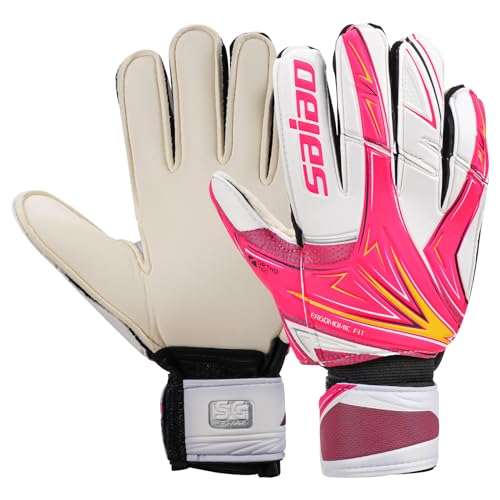 Linkidea Pink Soccer Goalie Gloves, Kids Youth Goalkeeper Gloves with Anti-Slip Latex Palms, Breathable Soccer Goalkeeper Gloves for Game or Training (Size 6)
