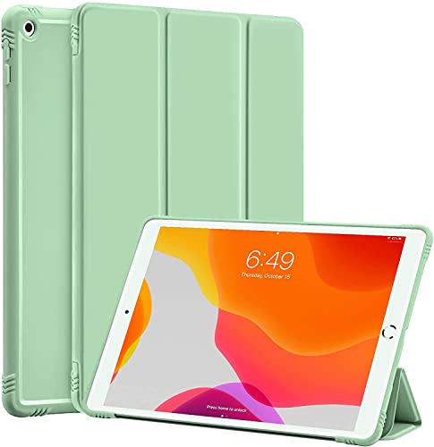 Image of SwooK Case for iPad 9th /8th /7th Generation,iPad 10.2-inch Soft TPU Back Protective Cases [Shock Absorption] Slim Lightweight Trifold Stand Smart Cover, Auto Wake /Sleep (Green, Ipad 10.2 inch)